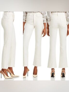 MOTHER the insider high rise ripper ankle cut jeans in cream puff